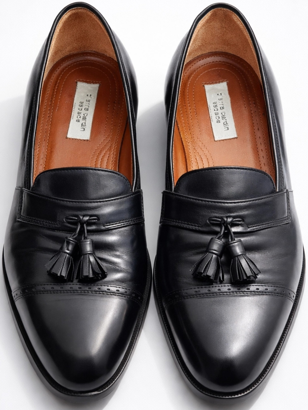 Pierre Cardin Espace Men's Black Leather Cap Toe Tassel Loafers Size 12